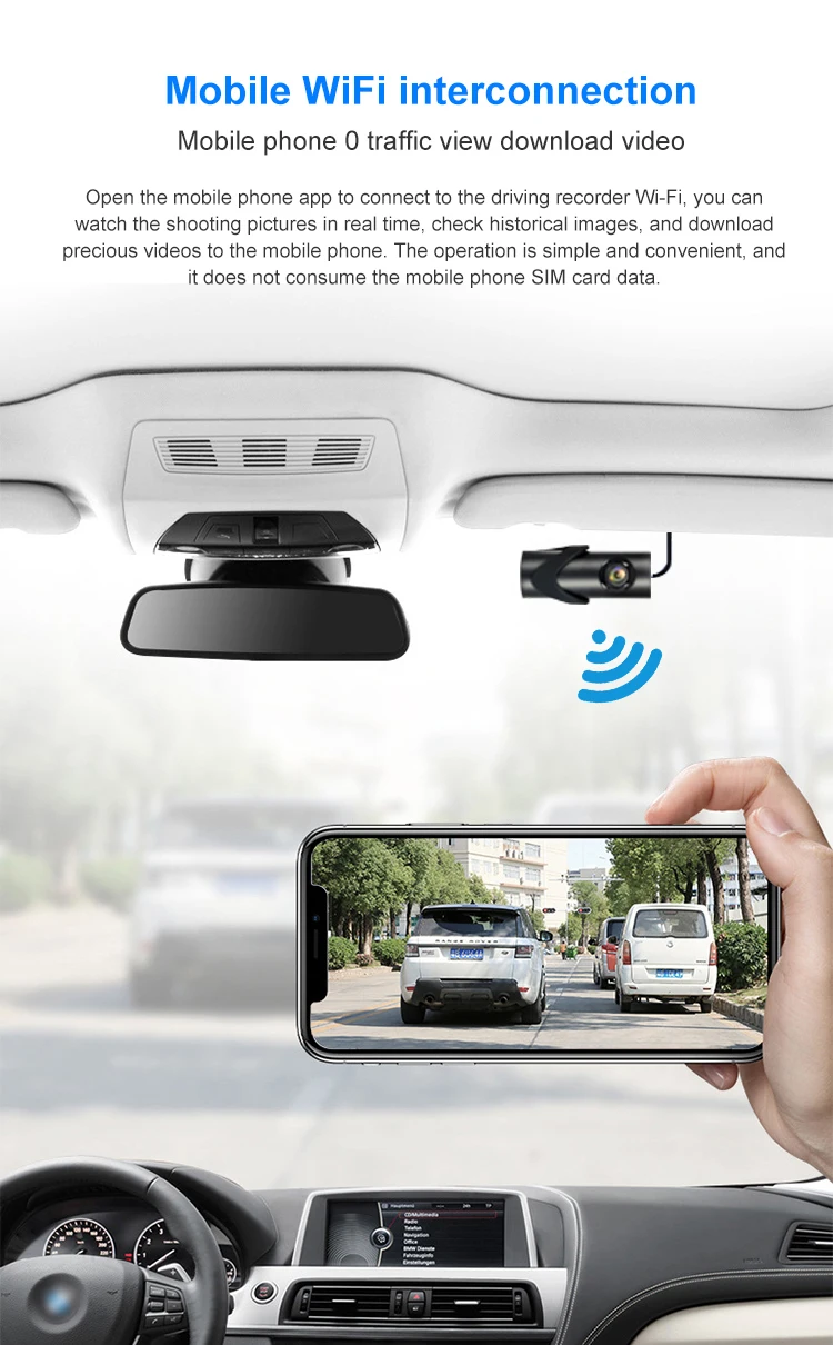 170 degree wide angle full HD 1080p car mini DVR front and rear dual cameras car black box WiFi dash cam 