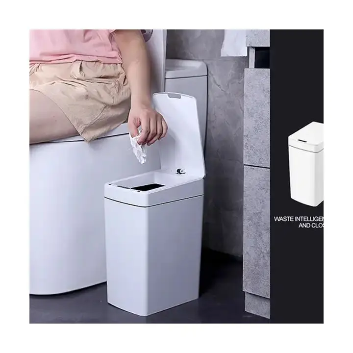 High Quality Intelligent Automatic Touch Free Rectangular Rechargeable Dustbin Smart Waste Bins Trash Can