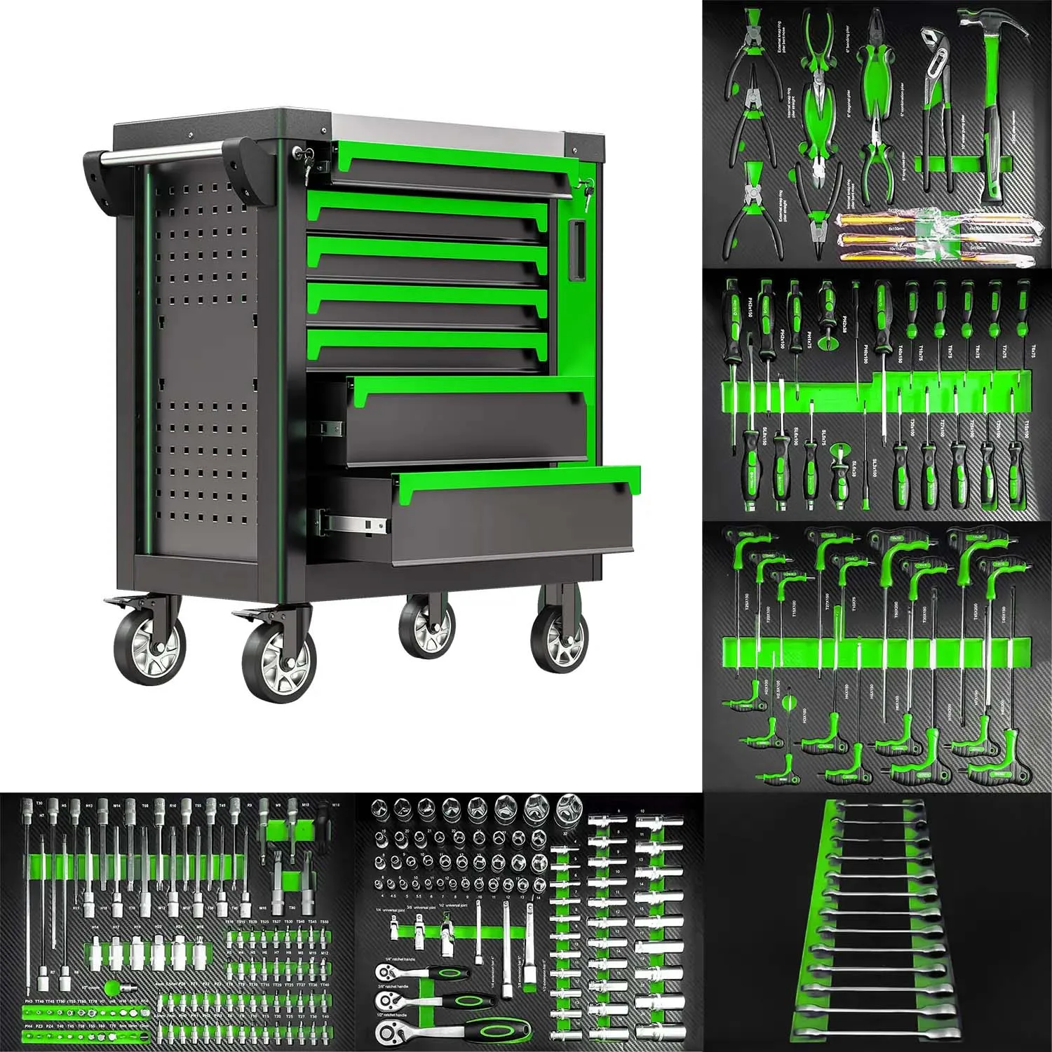 Bonroy Auto Repair Lockable Seven-Drawer Garage Storage Multi-functional Iron Tool Cabinet With Drawers