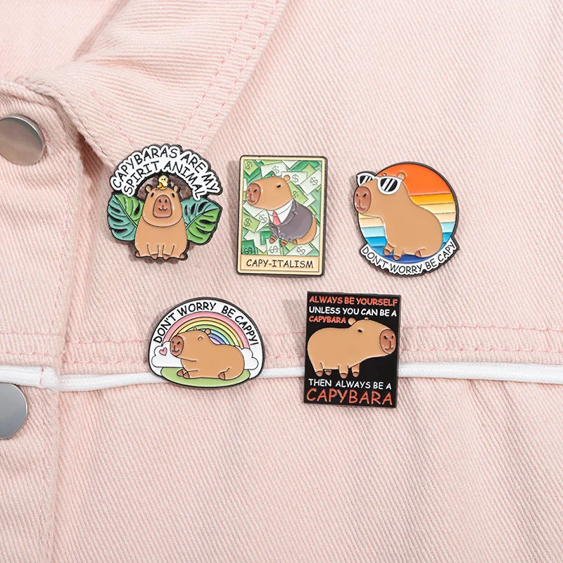 High Quality Creative Buddhist Water Dolphin Kapibara cute anime series soft enamel pin