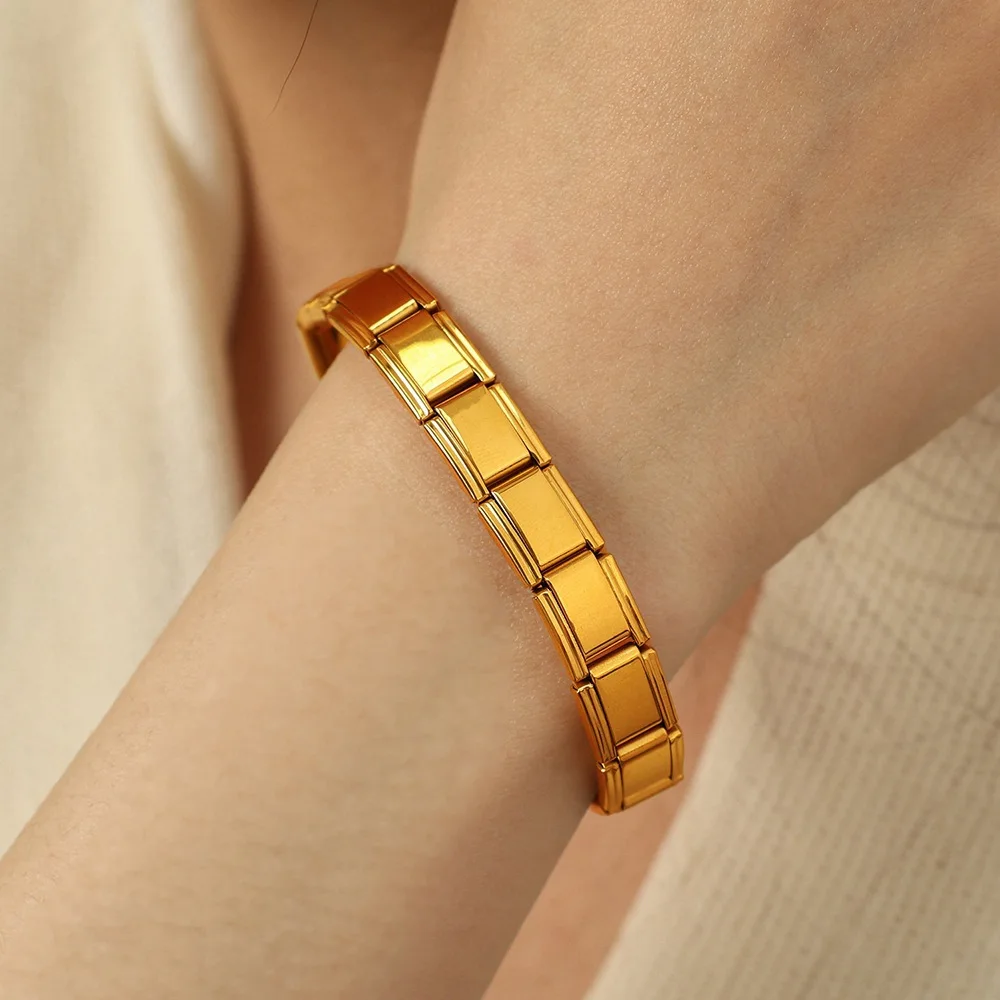 Hongtong Stainless Steel High Quality 18K Gold Plated Watch Band Classic Luxury Fashion Jewelry Bangles For Women