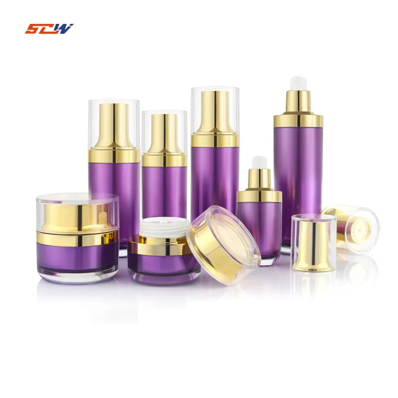 30G 50G 2 Oz 15Ml 30Ml 50Ml 100Ml PMMA Acrylic Purple Cosmetic Essential Oil Jars Bottles