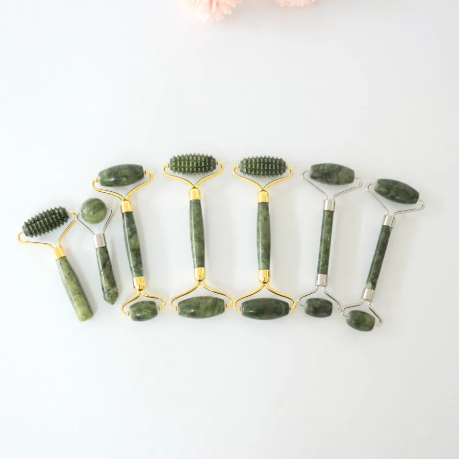 natural royal nephrite massager custom facial green jade needle eye ball roller and guasha set