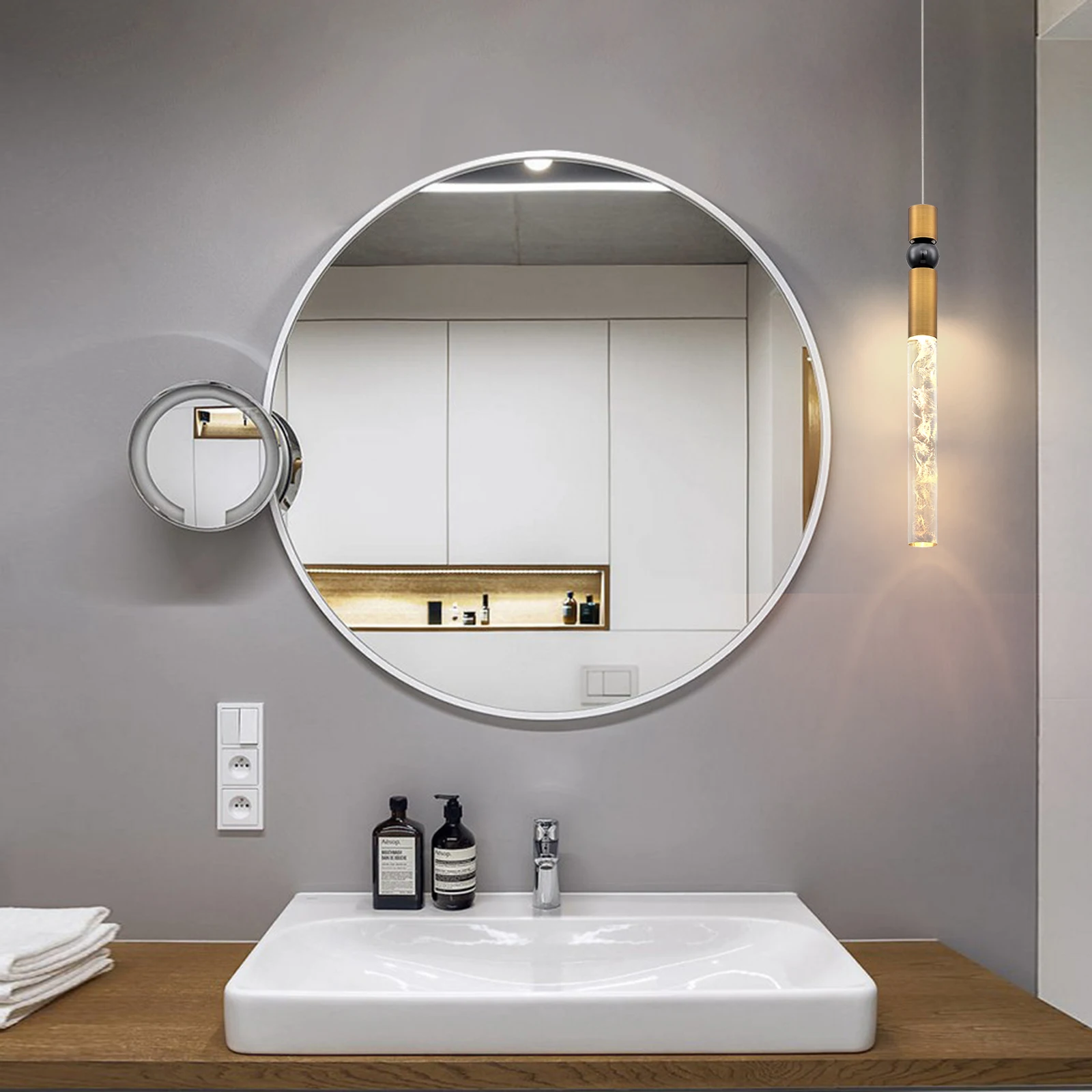 Single LED Pendant Chandelier Light Black Brass Crystal Pendant lamp for Coffee shop