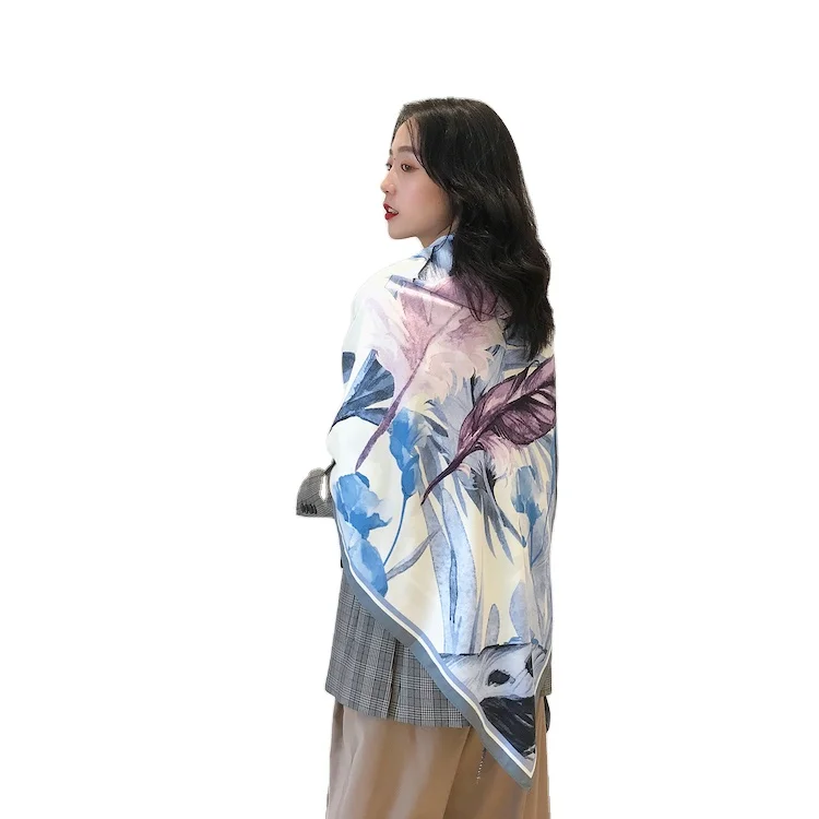 
vintage classical Chinese traditional style 130cm square silk tourist lady girl gift present shawls scarf 