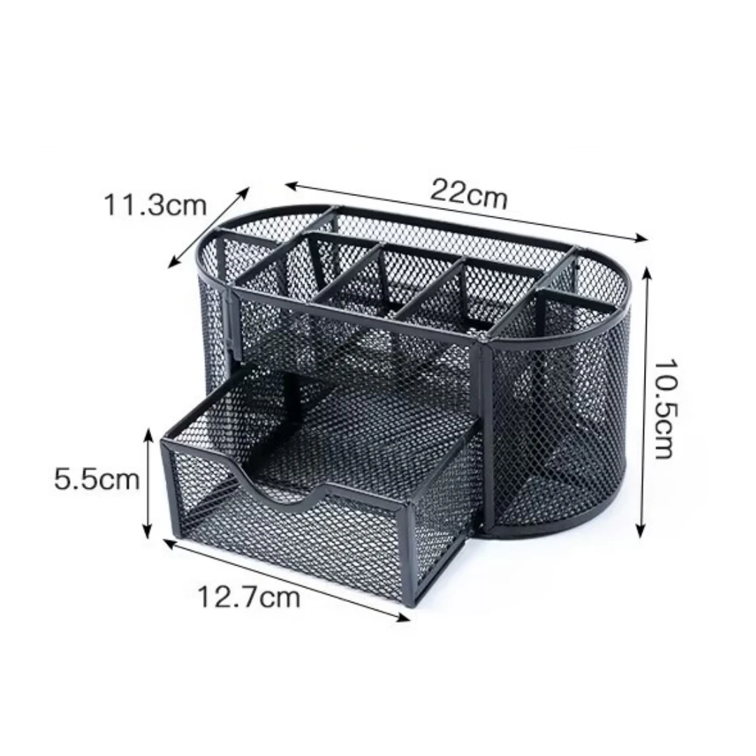 Mesh pen holder with 8 Compartments mesh desk organizer multi-functional caddy pen holder stationery for Home School Classroom