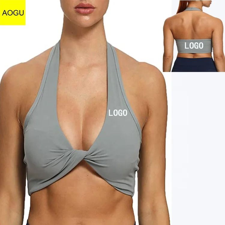 Custom Twisted Front Shockproof yoga Bra Fashion high impact gym adjustable backless Sports bra for women