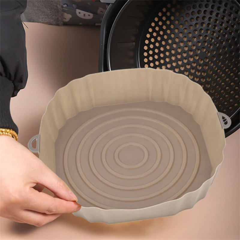 Non Stick Air Fryer Accessories Thin Type Air Fryer Basket Silicone Air Fryer Pan Liner Pot For Promotion Gifts