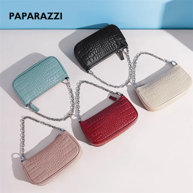 
AZB116 2021 Eco-friendly Real Genuine Alligator Leather Adjustable Chain Strap Zipper Cute Ladies Mini Shoulder Bags for Women 
