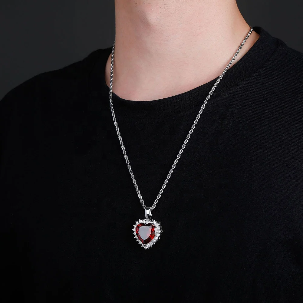 New Heart Pendant Necklace Tennis Chain High Quality Iced Out Cubic Zirconia Hip Hop Jewelry Gifts For Women Bling Bling Jewelry