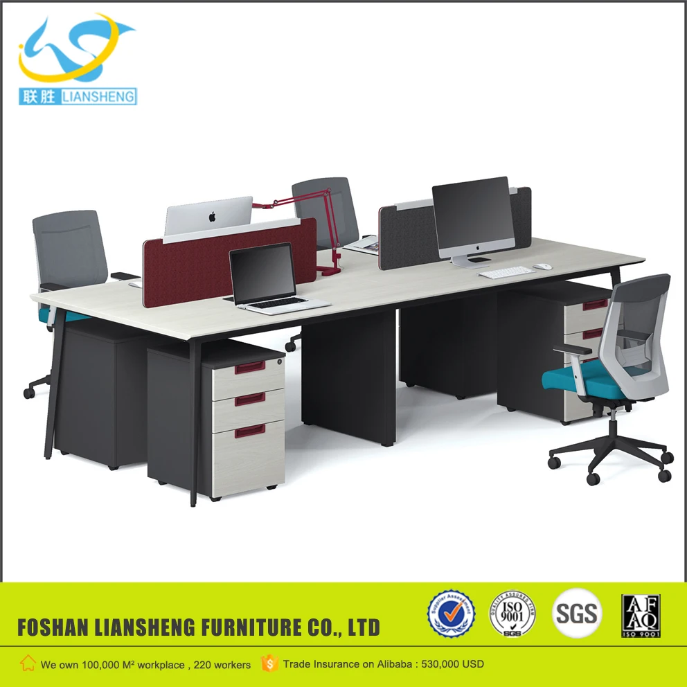 Black Aluminum frame 4 person workstation, modern design office table photos