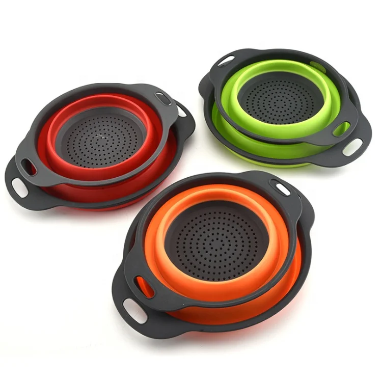 High Quality Silicone Colander Strainer Kitchen Washing Strainer Vegetable Storage Basket