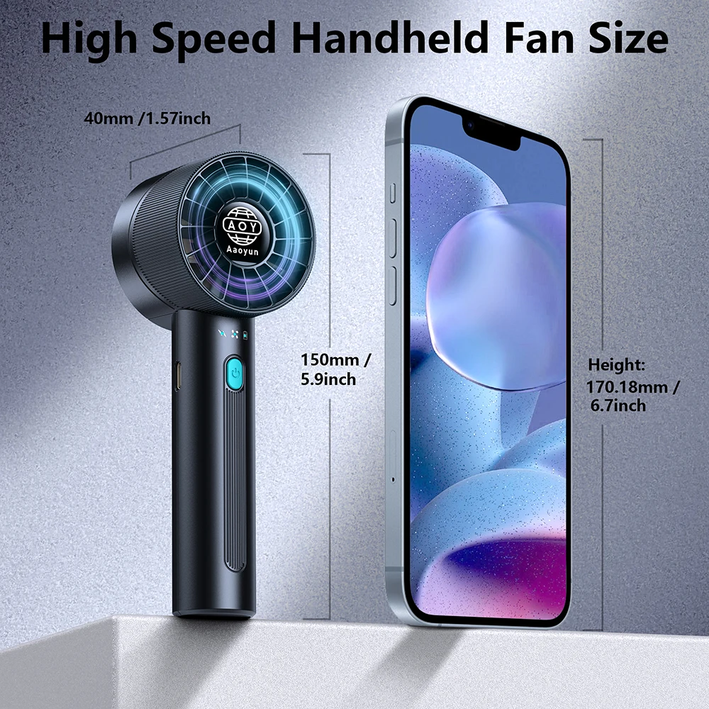 Aaoyun High Quality Mini Fan Handle 100 Speeds Bladeless Portable Hand Held Rechargeable USB Fan For Summer