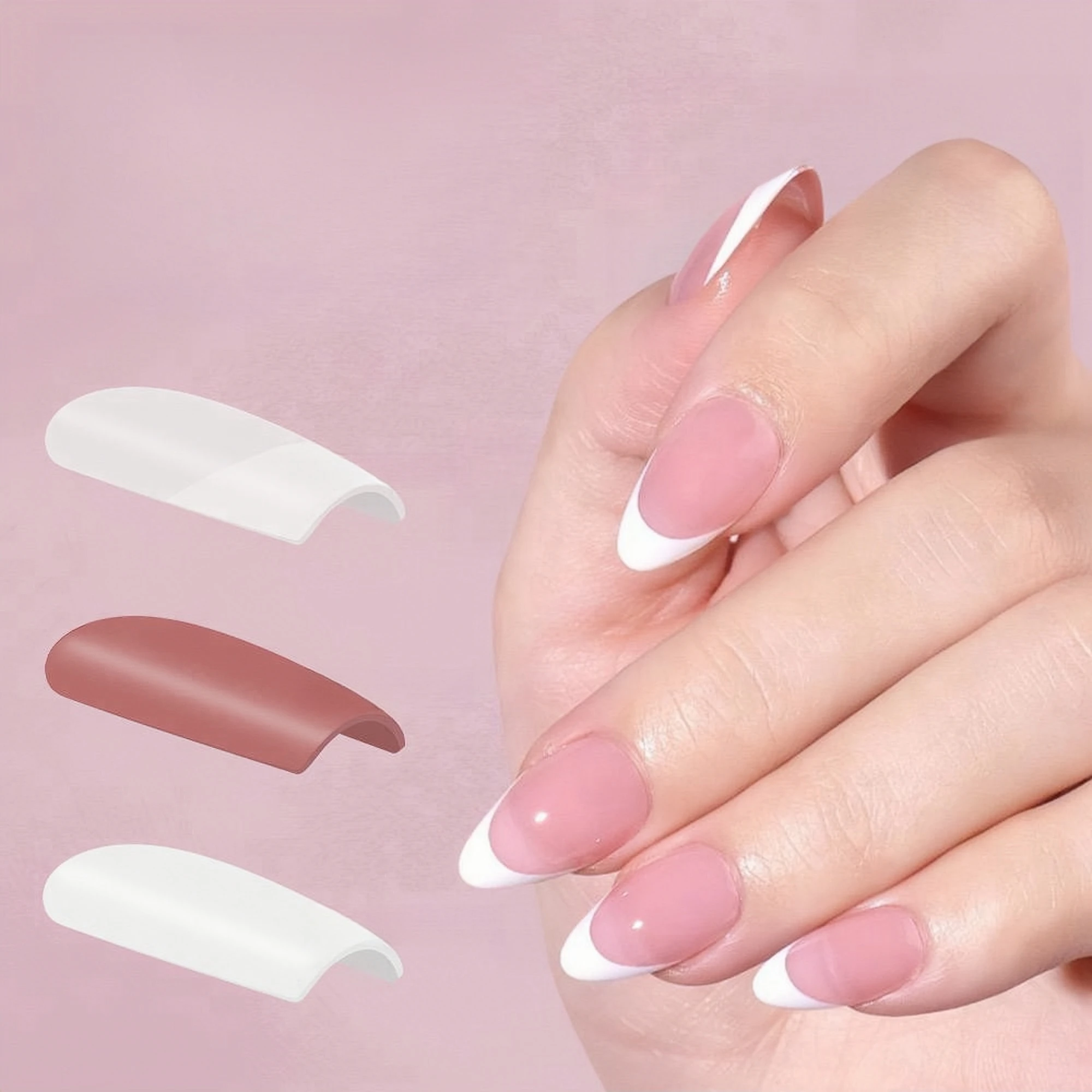 MyBeautyNails Custom Press On Fake Nails Blush Ombre Aura French Design Soft Gel Nail French Tip Press On Nails