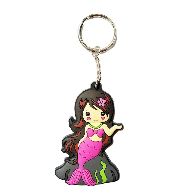 Factory Custom 3d 2d Soft Pvc Keychain Hot Sales Mermaid Shape Keyring