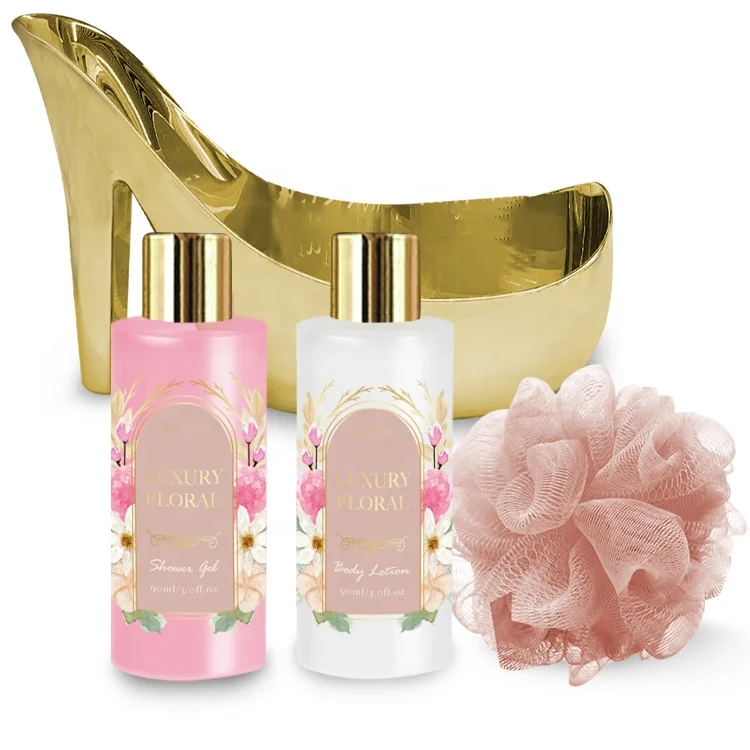 Wholesale Private Label Cosmetics Good Price High Heel Shoes Shape Shower Gel De Douche  And Body Lotion Bath Skin Care Gift Set