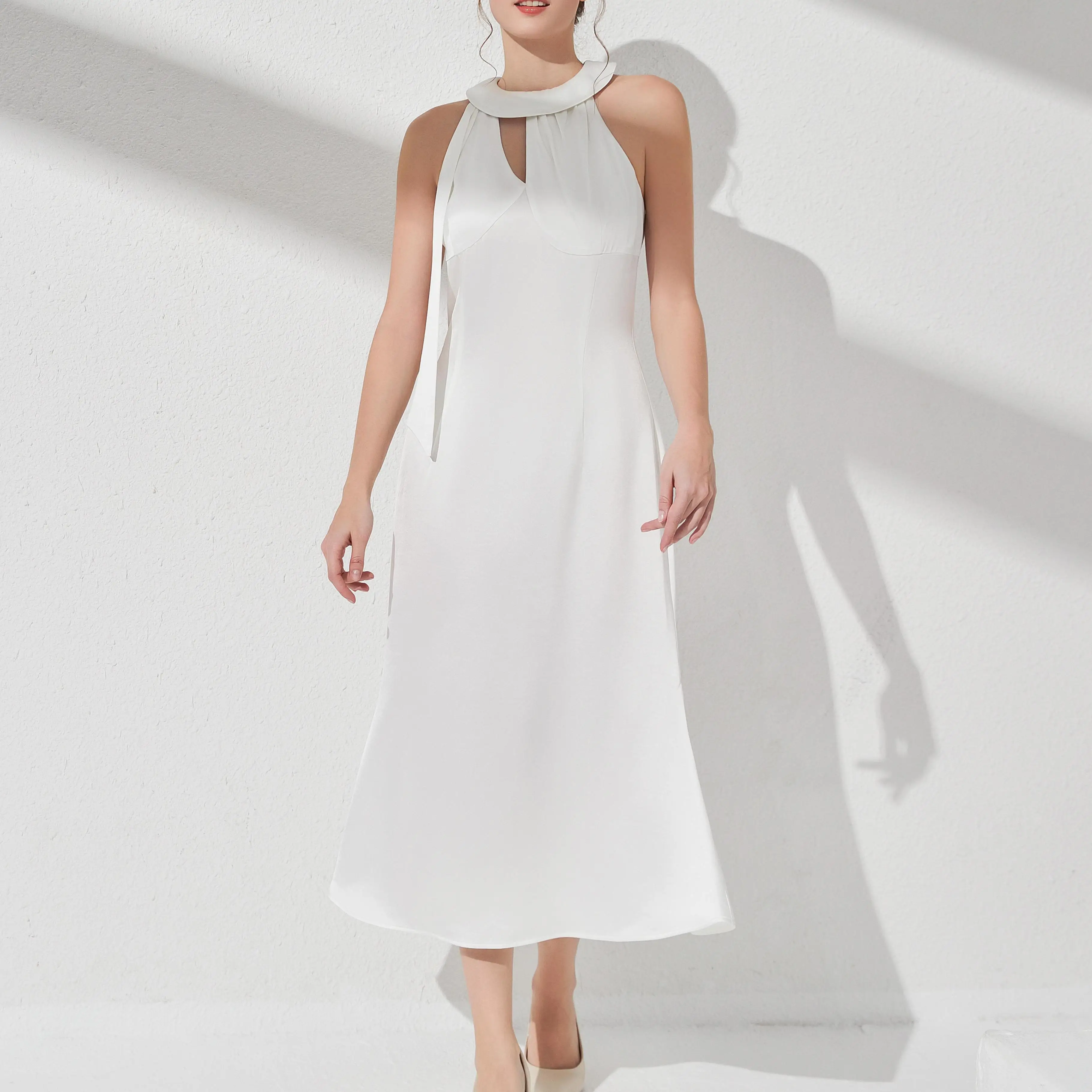 Acetate Whole Custom Clothing Manufacture Women Clothing Manufacturer Apparel Supplierc Creating Luxury Women White Dress