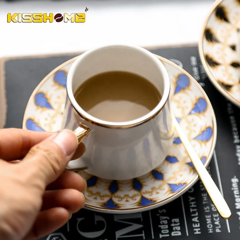 Coffee Cup Set New Design Turkish Coffee Cups Set Saucer Ceramic Gold Plated Home Espresso Tools Ethiopian Ceramic Coffee Cup