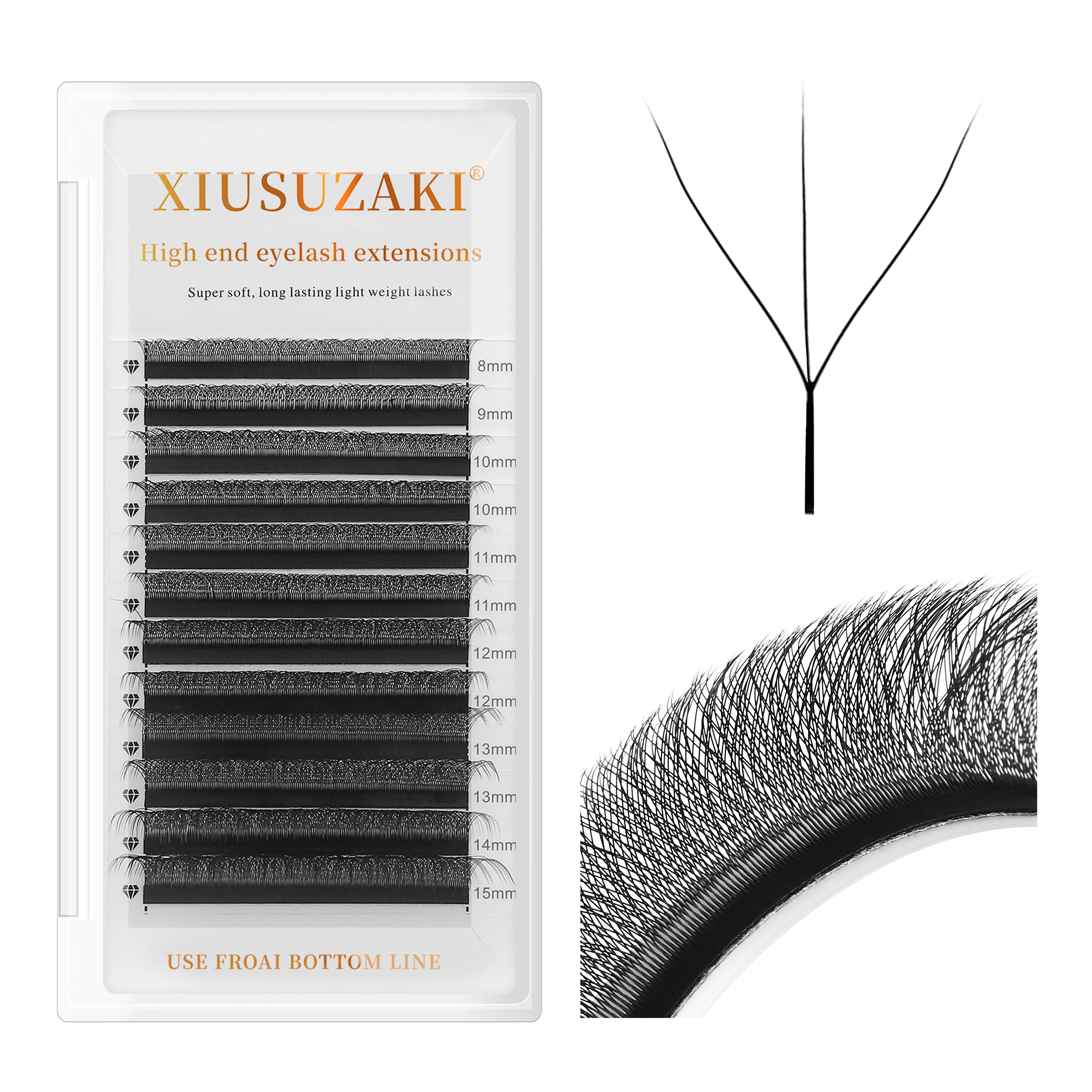 XIUSUZAKI Premade Fan Natural Individual Yy Lashes Trays 2D 3D 4D 5D 6D 7D 8D Y W Lashes Eyelashes Extensions