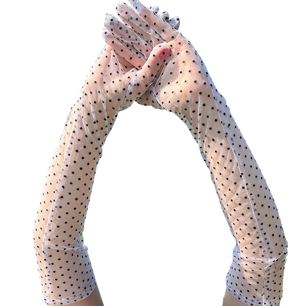 Женские тюлевые Длинные свадебные перчатки, длинные перчатки для оперы и вечеринки, перчатки для невесты цвета слоновой кости с рукавом