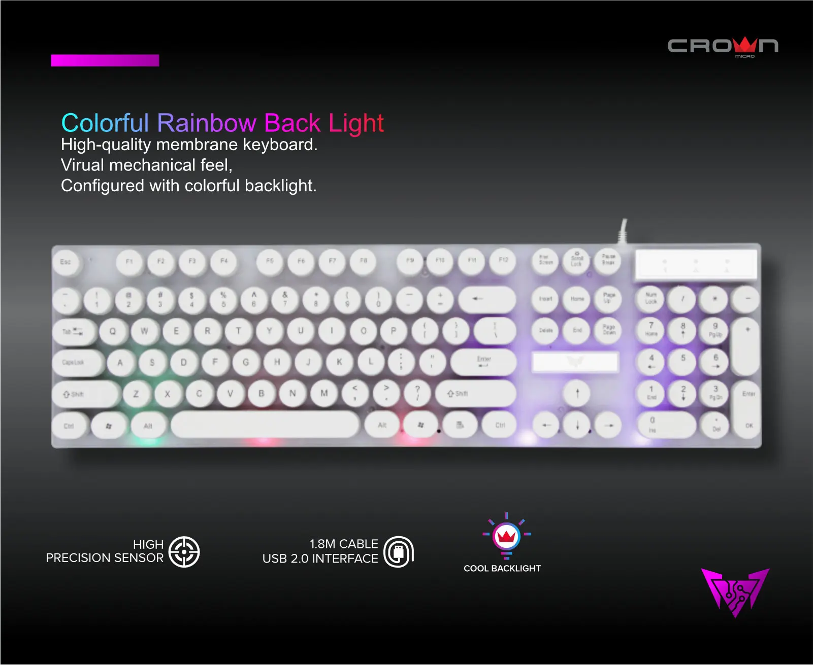 Crown Micro ergonomic and comfortable laptop gaming keyboard  CMK-511