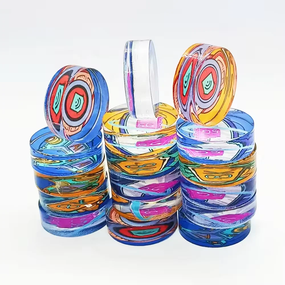 Hot Sale Personalized Acrylic Chess Coins Custom Double Sided Printed Clear Glitter Epoxy Holographic Anime Acrylic Chess Coins