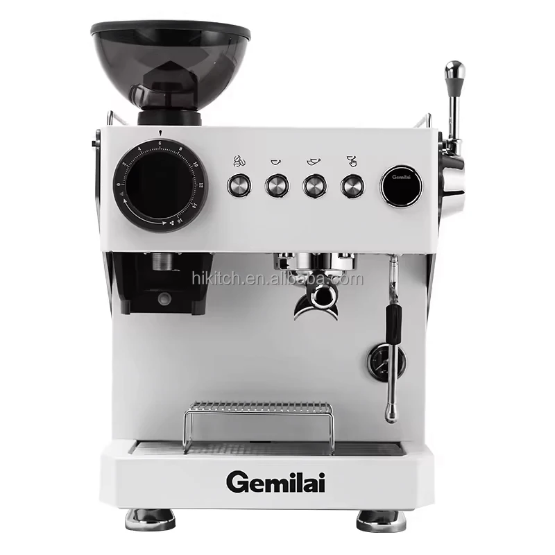 Commercial espresso coffee machine with built in grinder 60mm flat burr with 15 bar dual pumps triple thermoblocks coffee maker
