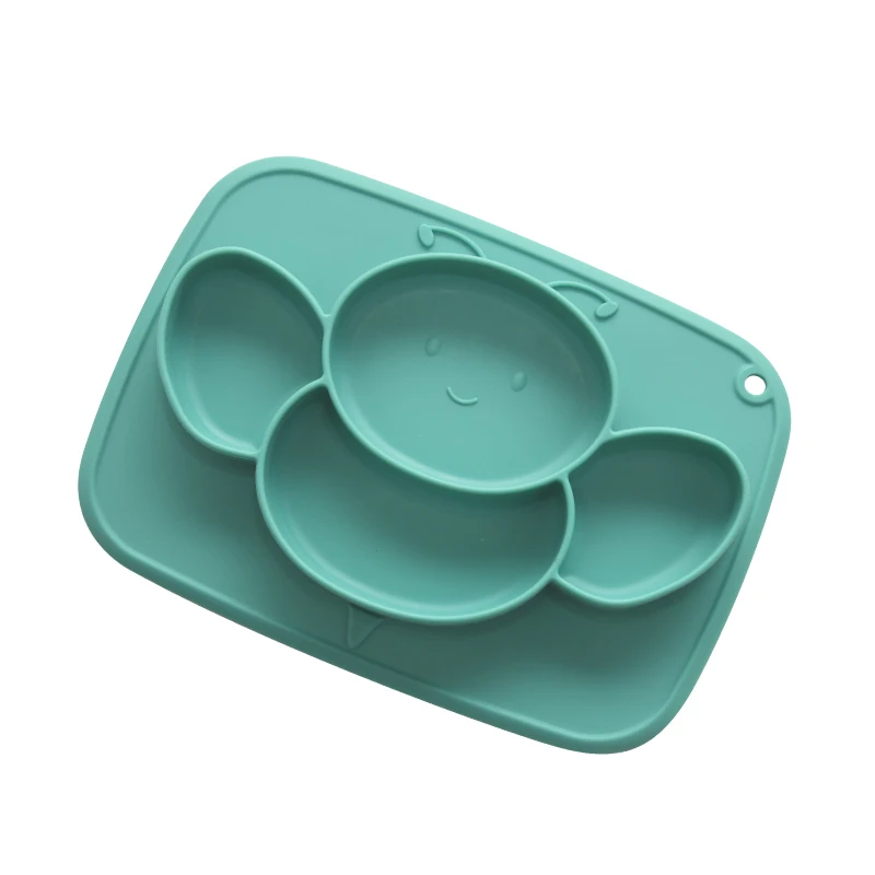 Well Priced one-piece placemat 3-compartment amazon silicone suction plate