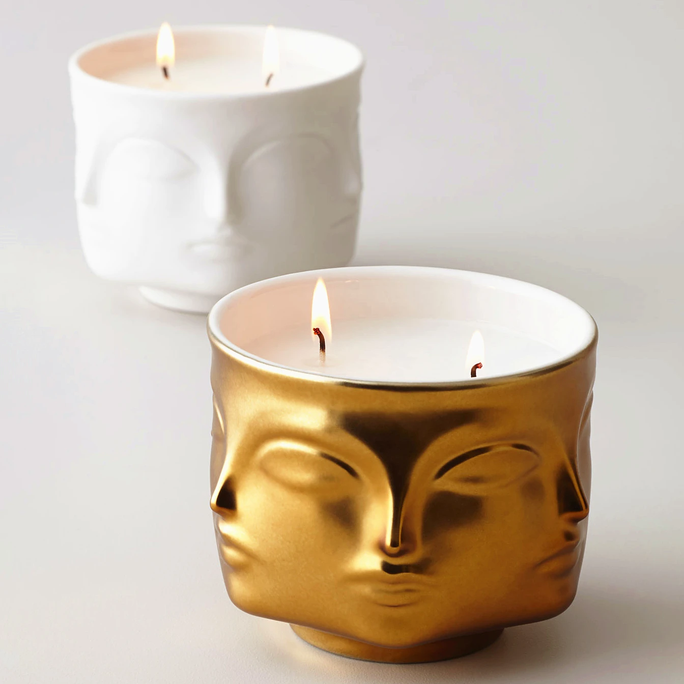 Luxury candle holder modern wedding home table decorative unique design ceramic buddha head face candle jars for candle