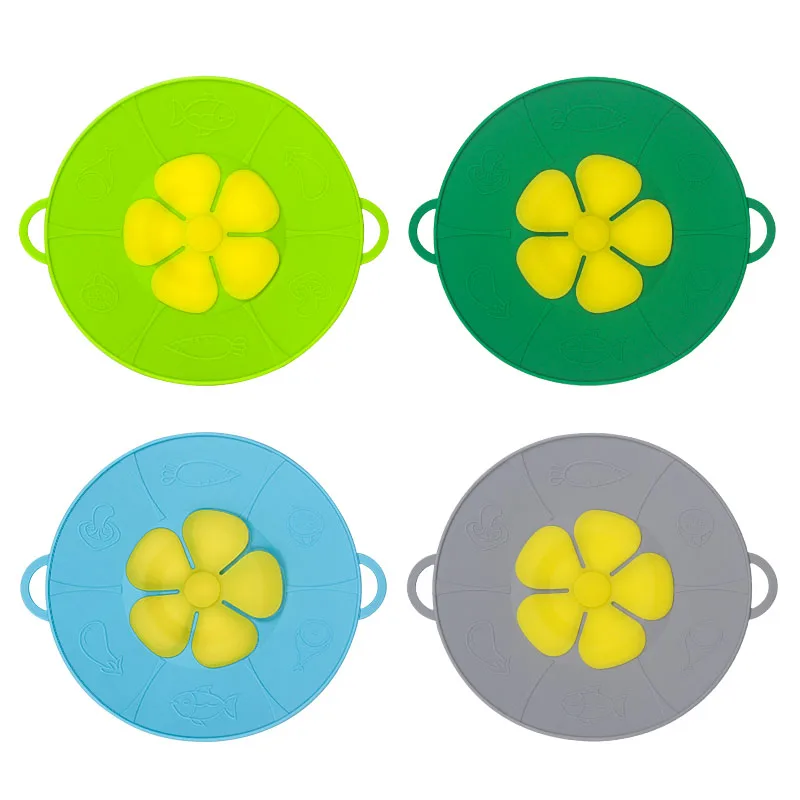 Food grade silicone kitchen accessories flower shape spill stopper cooking tool