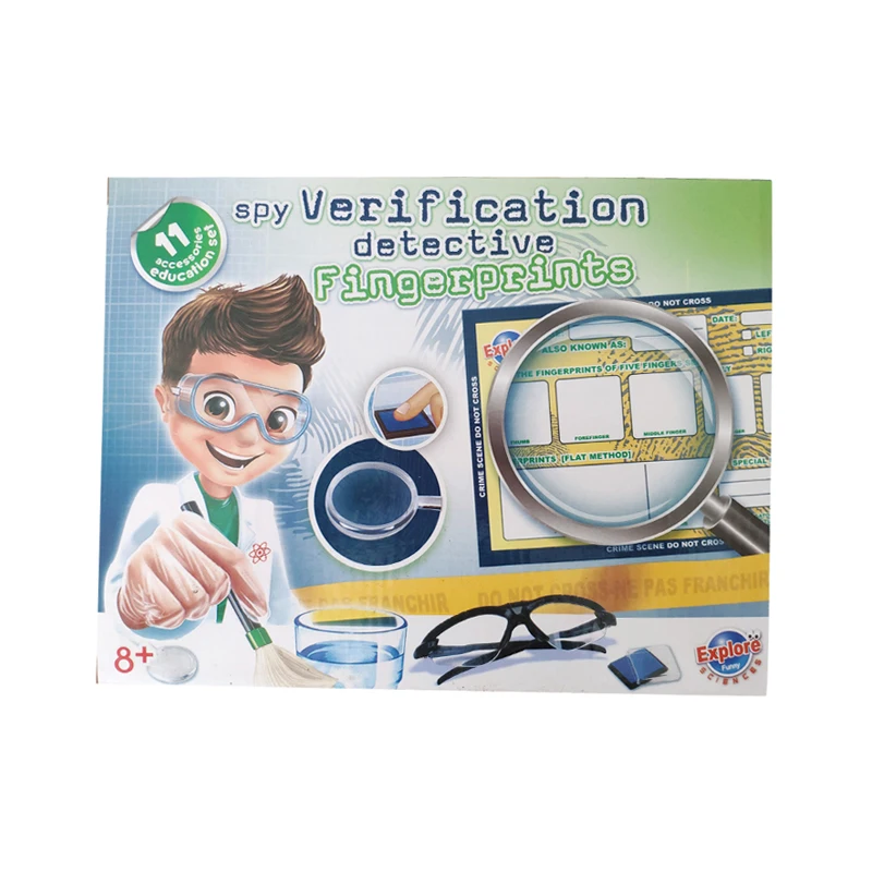 Kids diy educational experiment set finger print fingerprint identification spy verification detective stem toys