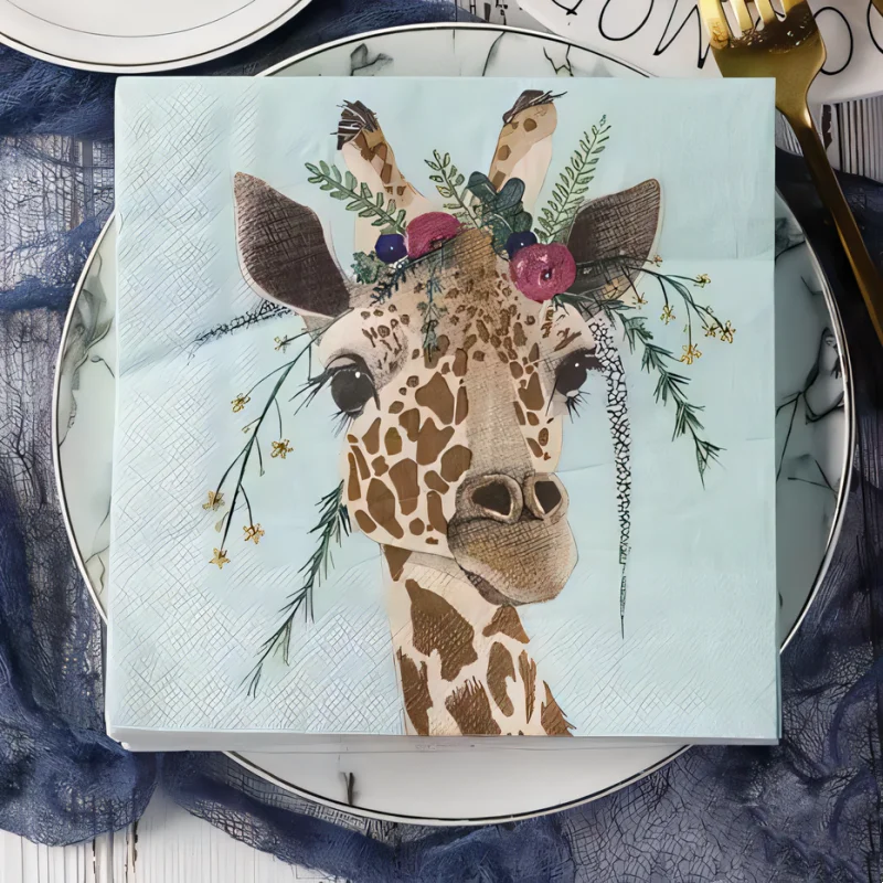 Custom Printed 3 Ply 18gsm 1/4 Fold Decorate Cocktail Paper Napkins Home Party