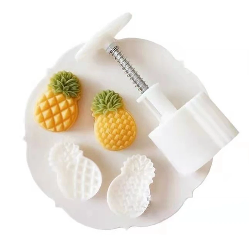 Wholesale 50g Big Size Traditional Pineapple Mooncake Cookie Cutter Mold Hand Press ABS Biscuit Mold
