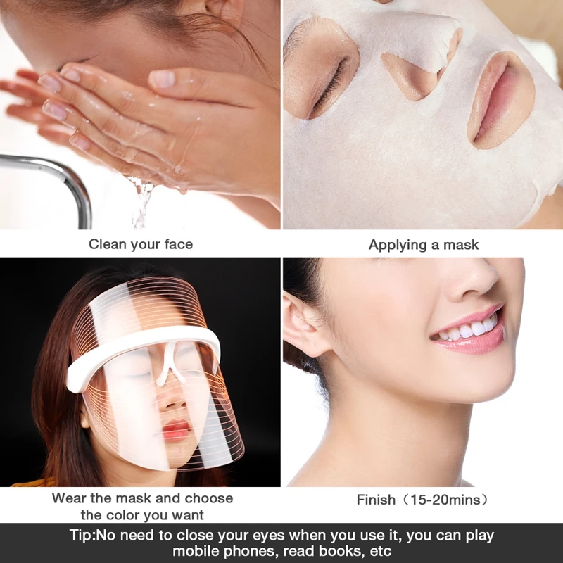 7 Colors Led Facial Mask Beauty Skin Rejuvenation Anti-Anging Anti-Wrinkle led Light Mask Wrinkle Acne Removal