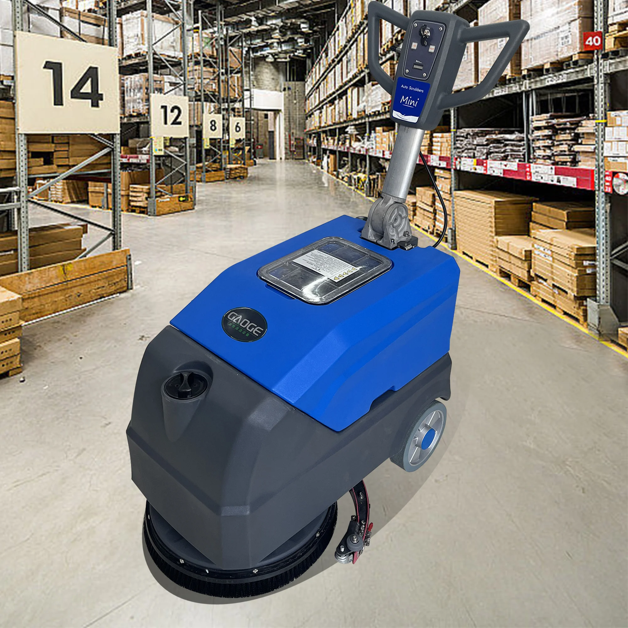 2023 Gaoge Manual Walk Behind Tile Scrubber Industrial Electric Battery Floor scrubber with distributor price