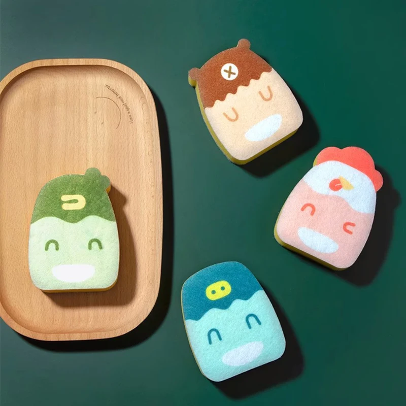 customized hot scrub kitchen cleaning sponge PU sponge yellow animal cute cartoon