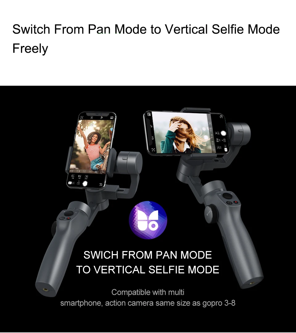 
2020 high accuracy 3 axis stablizer stabilizing selfie stick gimbal for go pro 