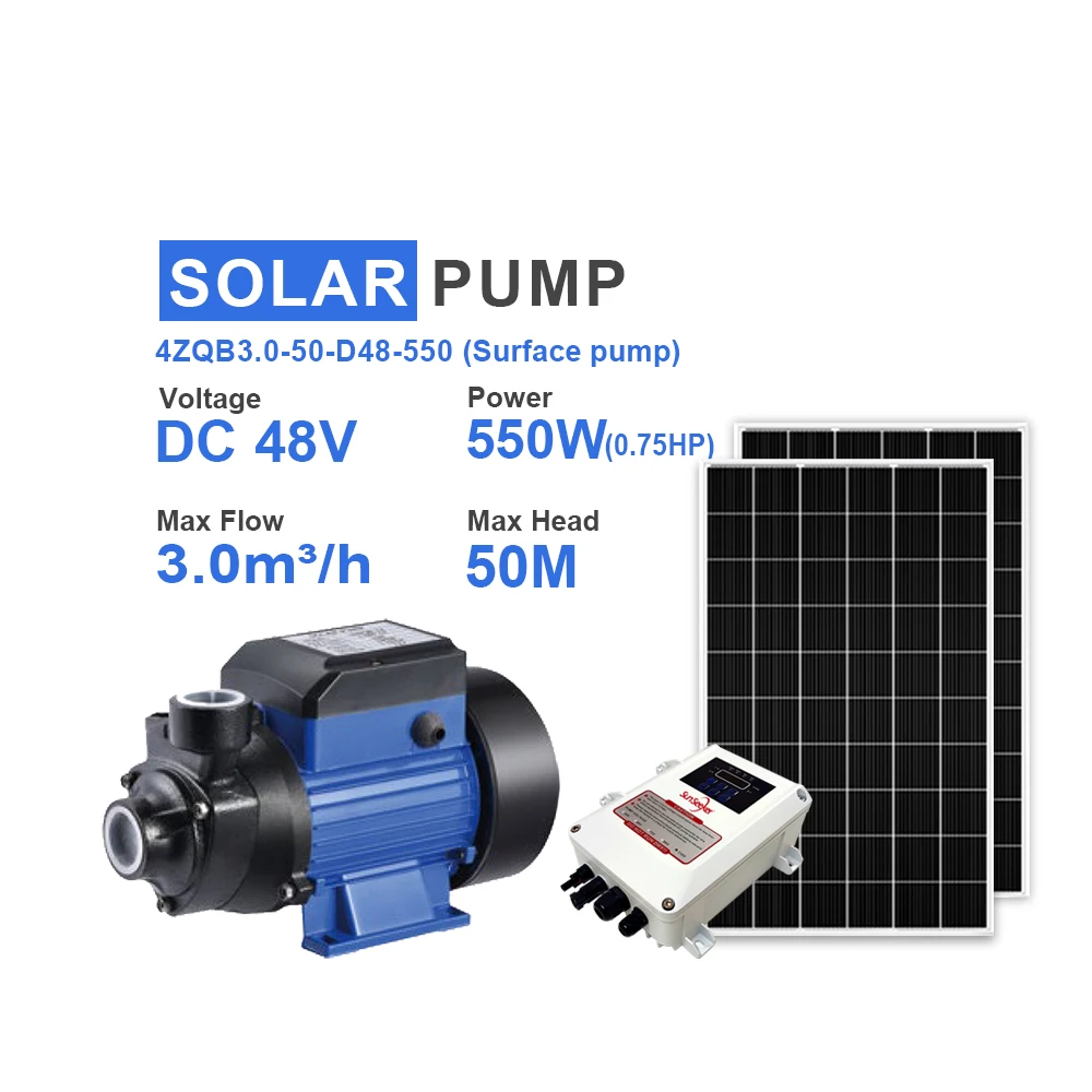 Custom High Pressure Price 48v Controller Solar Surface Water Pump Dc for Agriculture Garden