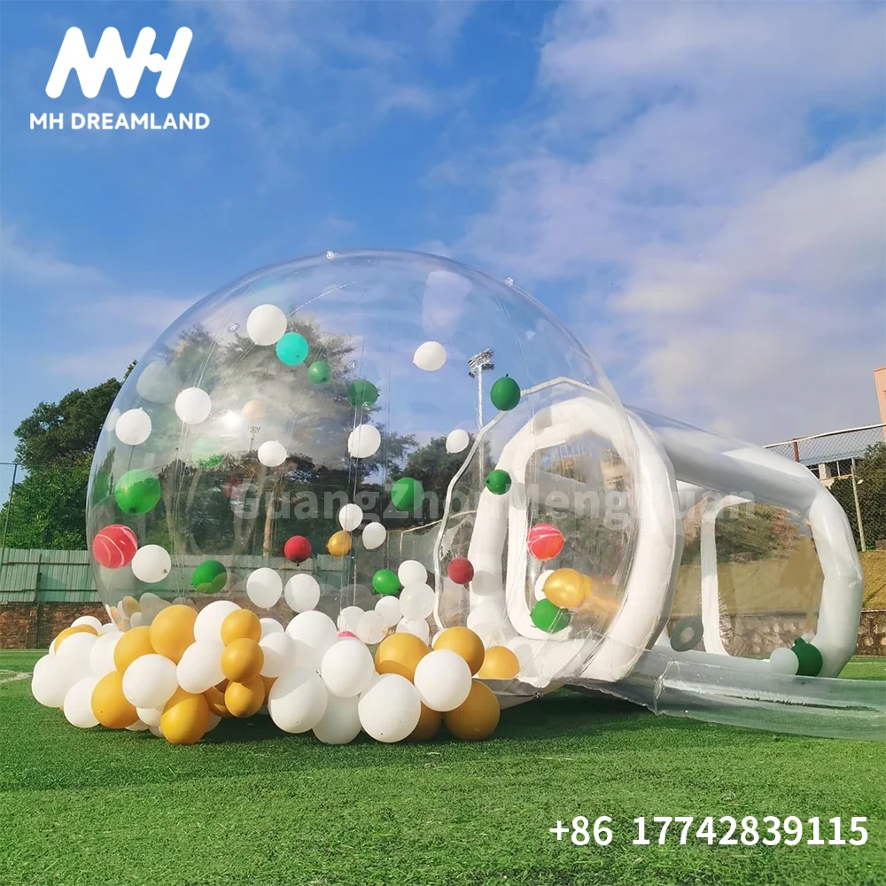 PVC Inflatable Bubble House with Jumping Platform Inflatable Transparent Balloons Dome Tent Air Mattress for Kids