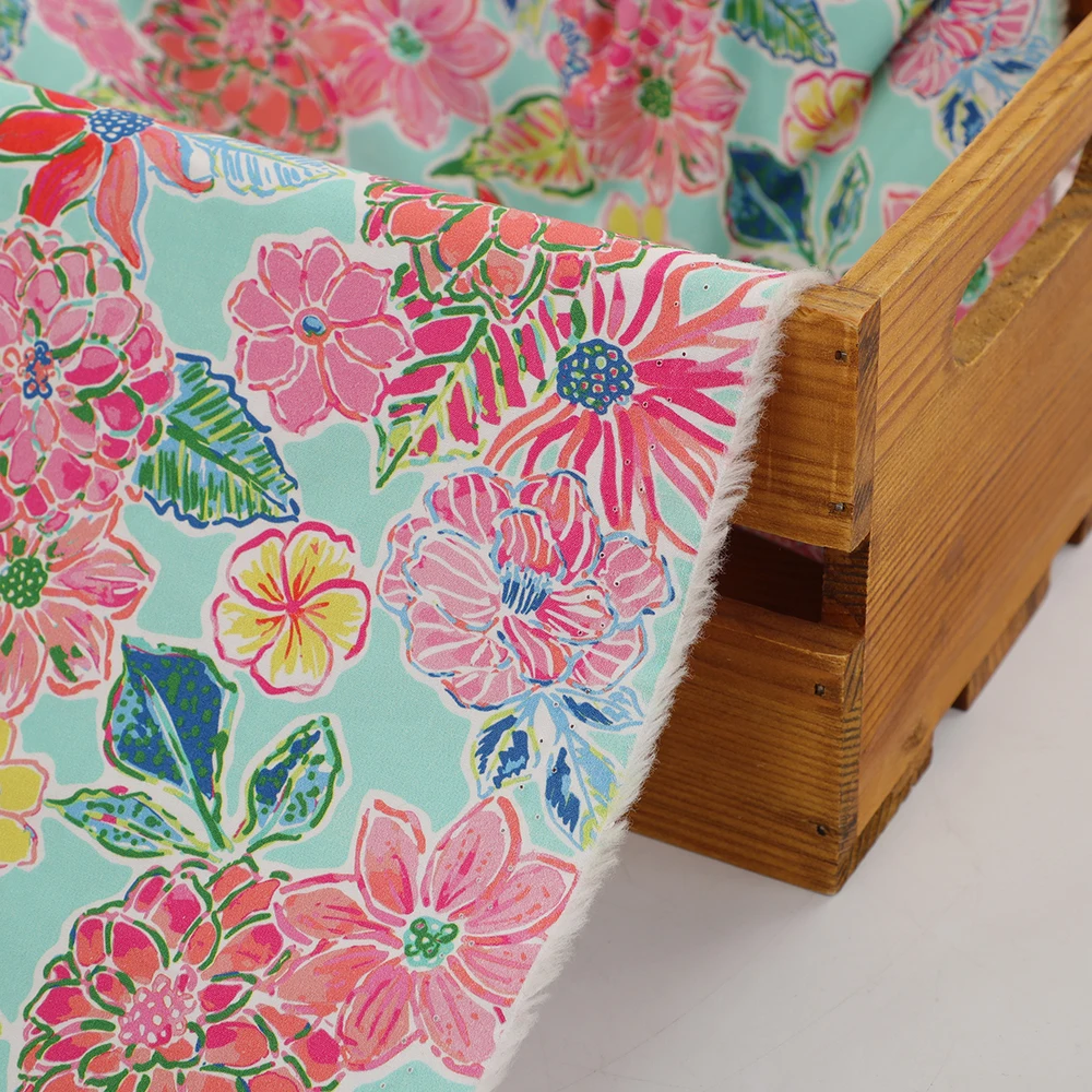 organic green 100% cotton woven digital print fabric printed cotton poplin By The Yard For Baby Clothing Women Shirt