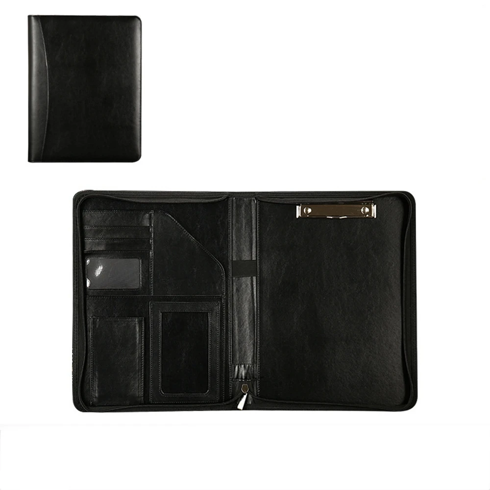 Multifunctional A4 Leather zipper bag Manager folder Sales Data Contract Business Office folder
