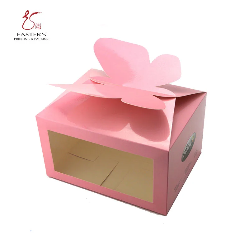 Cake Packaging Box New Arrival Wholesale Price White cardboard Soy Ink Cake Box With Handle