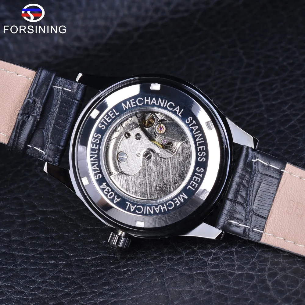 Forsining Tourbillion Moonphase Design Genuine Leather Strap Men Automatic Watches The Best Luxury Brand Mechanical Watch Clock