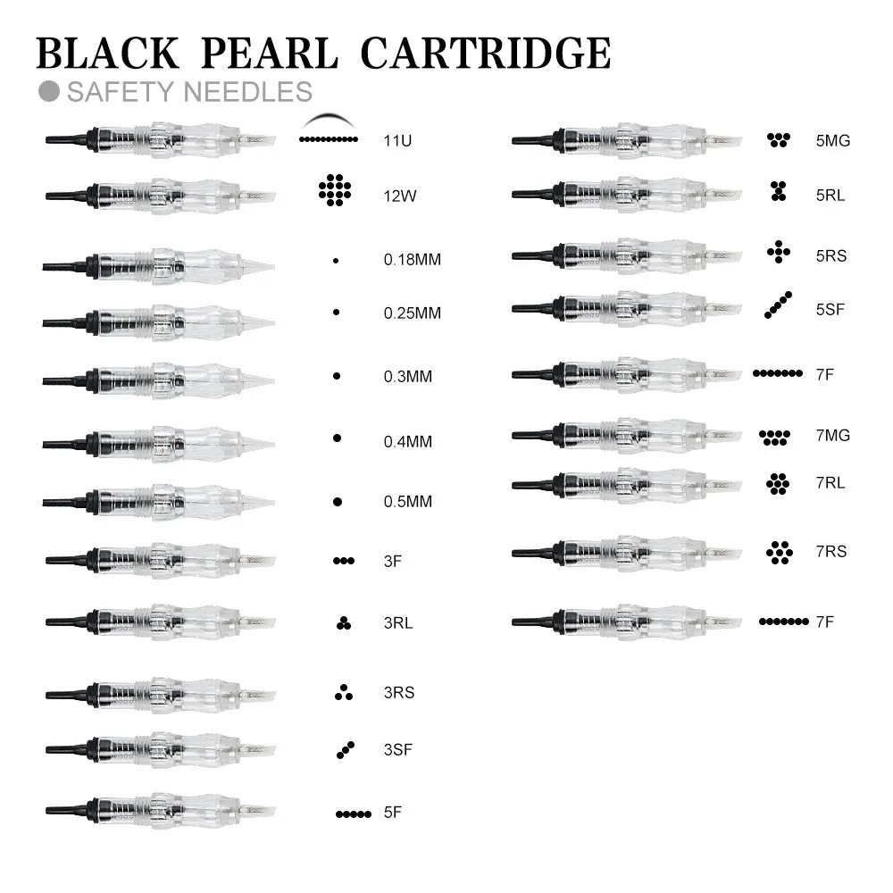 New Arrival 0.18mm 11U Screw Cartridge Needles For Black Pearl PMU Digital Tattoo Machine Eyebrow