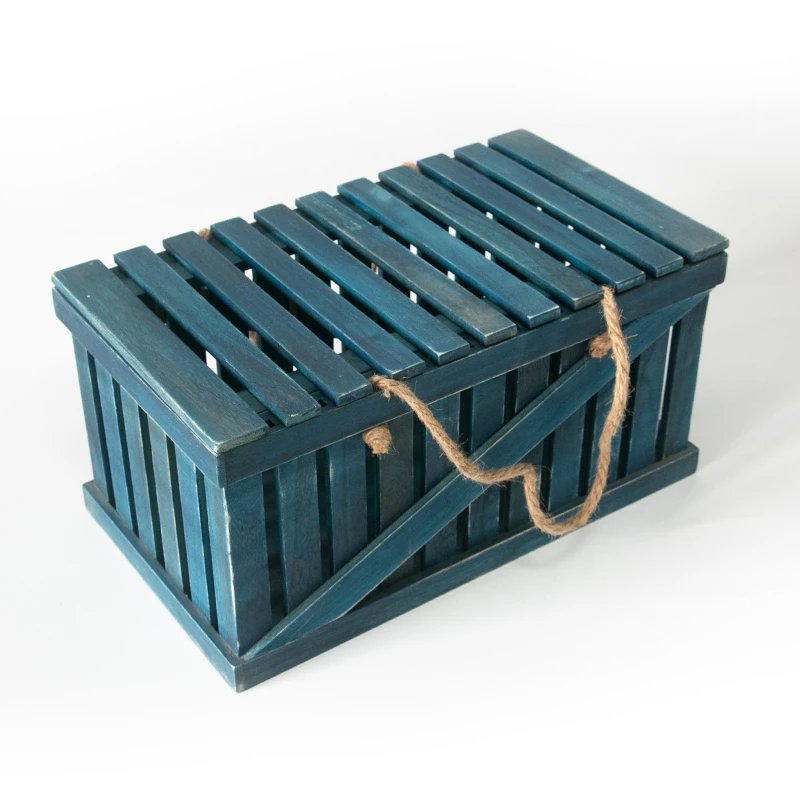 Wooden Nesting box Vintage Baskets Set of 2 for Kitchen Bathroom Wood Tray Storage Organizer Wooden Vegetable Crates