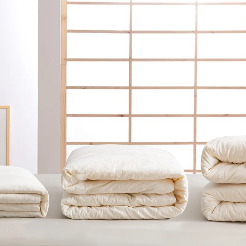 Warm and thickened double Japanese printed cotton soybean fiber good product solid color four seasons quilt