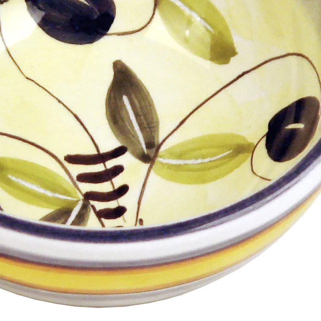 10CM / 4IN CERAMIC ROUND BOWL WITH OLIVES DESIGN HANDMADE IN ITALY