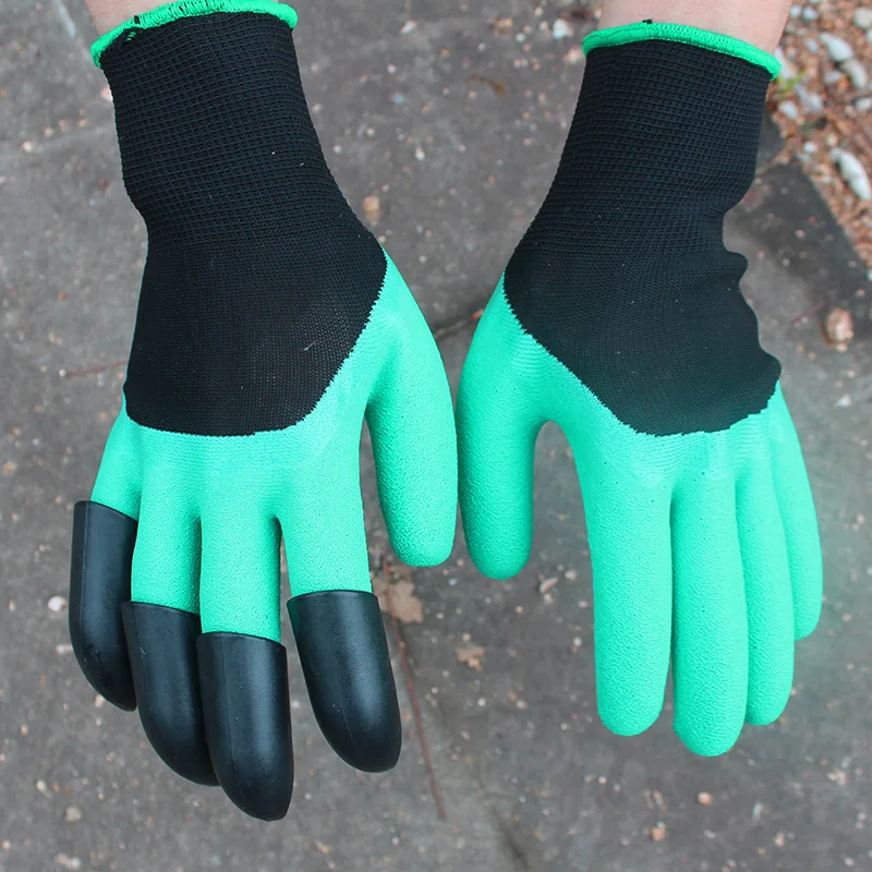 Wholesale High Quality  Guantes Planting Working Fingertips Waterproof Latex Safety Foam Garden Gloves With Claws