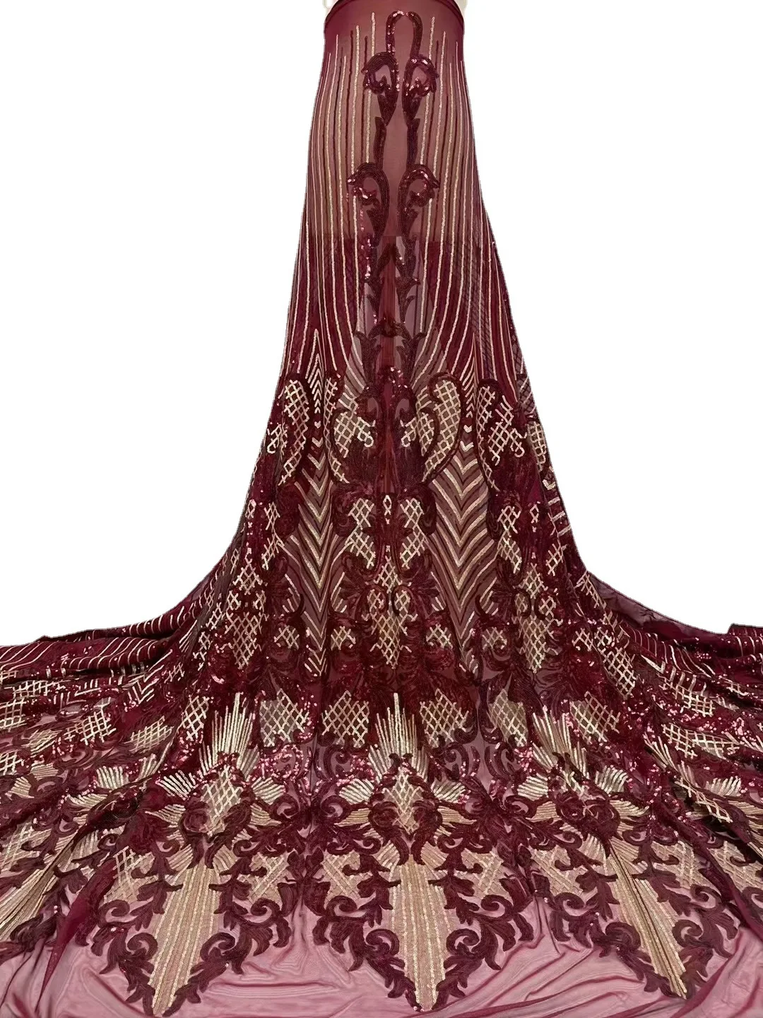 Sequin Lace Fabric African Lace European and American Wedding Dress Fashion Embroidered Fabric