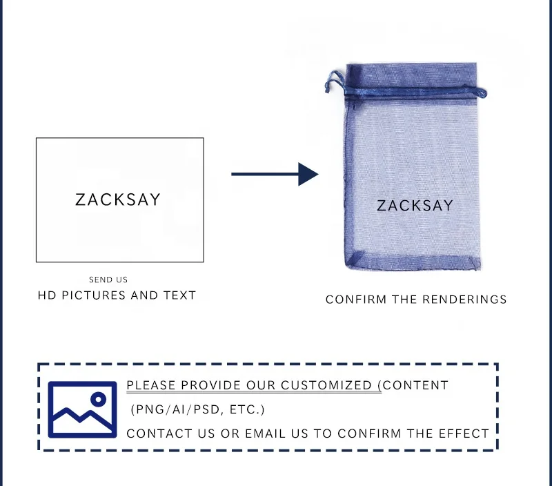 7x9 packaging organza gift bags Drawstring pouches custom logo wholesale for jewelry / organza bags